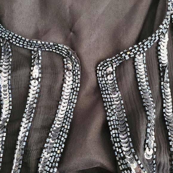 VTG 80S Black Silver Sequin Beaded Jacket Blazer MP NYE Cocktail Party Event - Picture 2 of 12